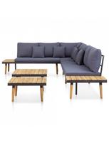 lauko baldai 7 vietos - Lauko baldų komplektas VLX 7-Seater Lounge Set 46483, rudas/tamsiai pilka, 7 vietų - 5 nuotrauka