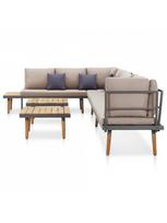 lauko baldu komplektas 10 vietu - Lauko baldų komplektas VLX 8-Seater Lounge Set 46484, pilkas/rudas, 8 vietų - 3 nuotrauka