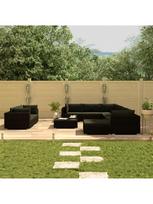 Lauko baldų komplektas VLX Garden Lounge Set 46755, juodas, 9 vietų