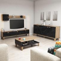 sekcija juoda - Svetainės baldų komplektas Kalune Design Sumer G7030, rudas/juodas - 2 nuotrauka