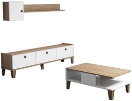 Svetainės baldų komplektas Kalune Design Sumer G5020, rudas/baltas