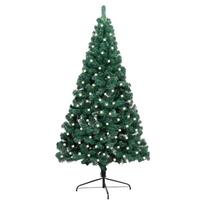 eglutes stovas - Dirbtinė pusinė kalėdų eglutė su led/stovu, žalia, 240cm, pvc - 2 nuotrauka