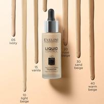 gelio pudra - Eveline Liquid Control HD Mattifying Drops Foundation makiažo pagrindas 32 ml. - 010 Light Beige - 2 nuotrauka