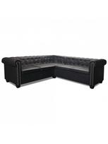 sofa kampine oda - Kampinė sofa VLX 5-Seater 243614, juoda, 205 x 205 x 73 cm - 4 nuotrauka