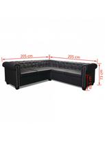 sofa kampine oda - Kampinė sofa VLX 5-Seater 243614, juoda, 205 x 205 x 73 cm - 7 nuotrauka