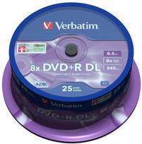 dvd r dl - DVD+R DL Verbatim [ spindle 25 | 8,5GB | 8x |  MATT SILVER ] - 1 nuotrauka