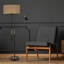 Opviq Grindų šviestuvas Forza Siyah Lambader Silionir Rattan Abajurlu