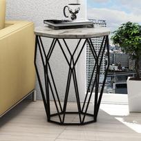46 57 - Kalune Design Šoninis stalas Sofya - Baltas Marble - 3 nuotrauka