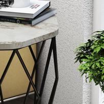 46 57 - Kalune Design Šoninis stalas Sofya - Baltas Marble - 5 nuotrauka