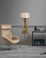 grindu sviestuva - Opviq Grindų šviestuvas Sehbalı Tripod Yanık Lambader Silindir 15-3 Abajurlu - 2 nuotrauka