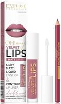 Eveline Oh My Lips Liquid Matt Lipstick & Contour Lip Liner lūpų dažų ir pieštuko rinkinys - 13 Brownie Biscotti