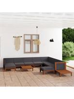 Lauko baldų komplektas VLX 12 Piece Lounge Set With Cushions 3087021, baltas/medžio/tamsiai pilka, 10 vietų