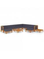 medzio masyvo baldus - Lauko baldų komplektas VLX 12 Piece Lounge Set With Cushions 3087021, baltas/medžio/tamsiai pilka, 10 vietų - 2 nuotrauka