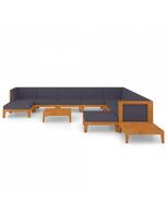medzio masyvo baldus - Lauko baldų komplektas VLX 12 Piece Lounge Set With Cushions 3087021, baltas/medžio/tamsiai pilka, 10 vietų - 3 nuotrauka