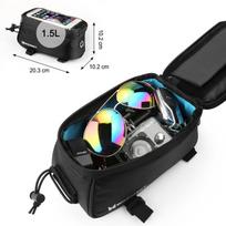 deklas ant rankos - Wozinsky Bike Front Storage Bag Bicycle Frame Phone Case 6.5'' 1.5l Black - 2 nuotrauka