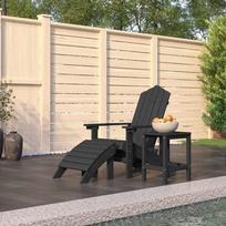 Sodo adirondack kėdė su pakoja ir staliuku, antracito, hdpe