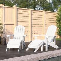 Sodo adirondack kėdės su pakojomis, 2vnt., baltos spalvos, hdpe