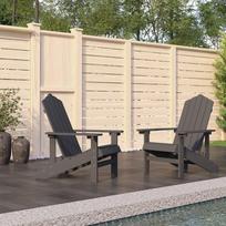 Sodo adirondack kėdės, 2vnt., antracito spalvos, hdpe