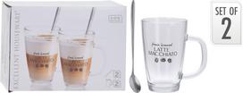 kavos puodeliu rinkinys - Puodeliai EXCELLENT HOUSEWARE Latte Macchiato, su šaukšteliais, 2 vnt. - 2 nuotrauka