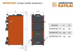 kieto kuro katilai 12 - Kieto kuro katilas KOMPAKT 12, 12kW - 4 nuotrauka
