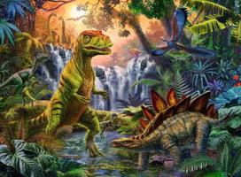 delione dinozauras - Ravensburger XXL Puzzle Dinosaur Oasis 100pcs 128884 - 2 nuotrauka