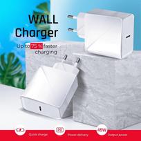 45w adapteris - Forcell TFK-TC-45WPD, USB Type-C, balta - 6 nuotrauka