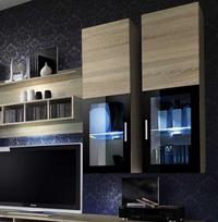 sekcija sonoma - ASM Lyra Living Room Wall Unit Set Sonoma Oak/Black - 2 nuotrauka