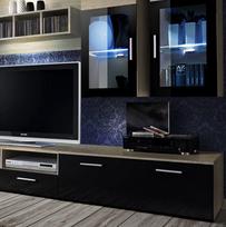 sekcija sonoma - ASM Lyra Living Room Wall Unit Set Sonoma Oak/Black - 3 nuotrauka