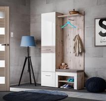 ASM Gustavo V w/ Pillow Hallway Wall Unit Set Gloss White/Wellington Oak