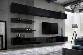 ASM Fly I Living Room Wall Unit Set w/ LED Black