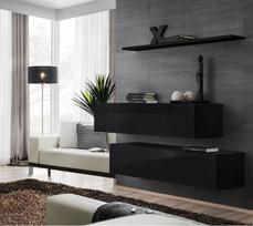 sekcija juoda - ASM Switch SB II Hanging Cabinet/Shelf Set Black - 2 nuotrauka