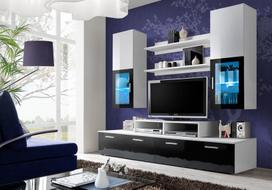 ASM Mini Living Room Wall Unit Set LED Black