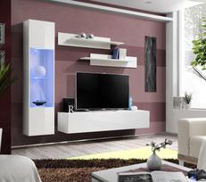 ASM Fly G Living Room Wall Unit Set Horizontal Glass White/White Gloss