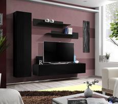 ASM Fly G Living Room Wall Unit Set Black/Black Gloss