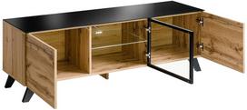 juoda vitrina - TV staliukas ASM RTV Thin Wotan Oak/Black, 1500x450x470 mm - 2 nuotrauka