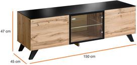 juoda vitrina - TV staliukas ASM RTV Thin Wotan Oak/Black, 1500x450x470 mm - 3 nuotrauka