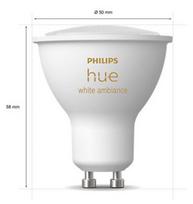hue gu10 - Philips Hue Smart Light Bulb LED, šiltai balta, GU10, 5 W, 350 lm, 3 vnt. - 2 nuotrauka