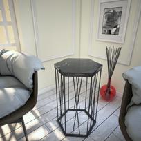 juodas marmuro kavos staliukai - Staliukas Kalune Design Cetrus, juoda/balta - 3 nuotrauka