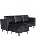 sofa kampine oda - Kampinė sofa VLX 3-Seater 241979, juoda, 188 x 122 x 77 cm - 2 nuotrauka