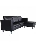 sofa kampine oda - Kampinė sofa VLX 3-Seater 241979, juoda, 188 x 122 x 77 cm - 3 nuotrauka
