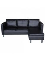sofa kampine oda - Kampinė sofa VLX 3-Seater 241979, juoda, 188 x 122 x 77 cm - 4 nuotrauka