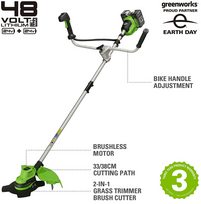 greenworks akumuliatoriu -  Greenworks GD24X2BCB; 2x24 V (be akumuliatoriaus ir pakrovėjo) - 6 nuotrauka