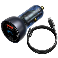 automobilinis ikroviklis 65w - Baseus TZCCKX-0G, USB/USB-C, juoda - 1 nuotrauka