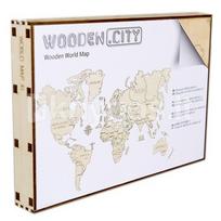 pasaulio zemelapis puzzle - Medinis Wooden city pasaulio žemėlapis, XL dydis - 2 nuotrauka