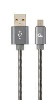Gembird Premium USB To Micro USB Spiral Metal Grey 1m