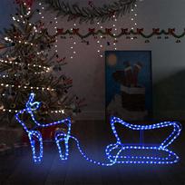 kaledines lauko dekoracijos - Kalėdinė lauko dekoracija elnias ir rogės, 252 LED lemputės - 1 nuotrauka