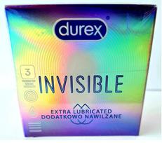 DUREX INVISIBLE EXTRA LUBRICATED, prezervatyvai, 3 vnt.