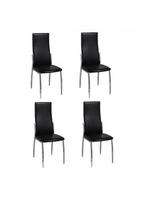 dirbtines odos kedes 4 - Valgomojo kėdė VLX Faux Leather 60570, juoda, 4 vnt. - 2 nuotrauka