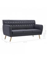 triviete sof - Sofa VLX 3-Seater Fabric 247125, tamsiai pilka, 70 x 172 x 82 cm - 8 nuotrauka