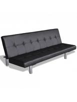sofos lovos oda - Sofa-lova VLX Artificial Leather 241722, juoda, 168 x 77 x 66 cm - 2 nuotrauka